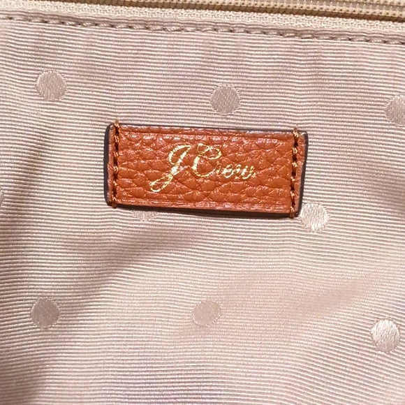 J Crew Pebbled Leather Shoulder Bag Tote Caramel/Cognac Brown Devon zip top - Picture 8 of 12